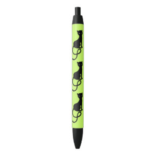 Stylo Noir Chat noir mauvais aimable vert