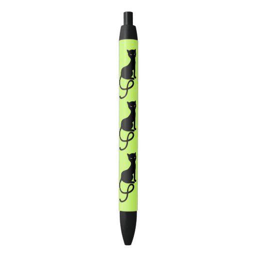 Stylo Noir Chat noir mauvais aimable vert (devant Vertical)