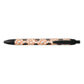 Stylo Noir Chat noir rétro Motif chèque orange (Dos)