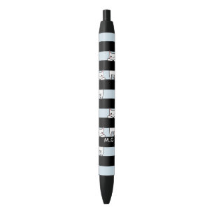 Stylo Noir Chats mignons d'escalade sur les rayures noires et