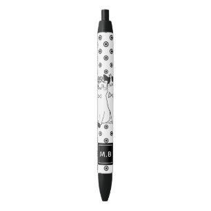 Stylo Noir Chats mignons en Monogramme d'amour