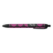 Stylo Noir Chaud coeur rose faux pétille motif Monogramme (Bas)