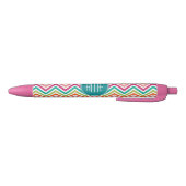Stylo Noir Chaud rose Turquoise Orange Chevrons Personnalisé (Bas)