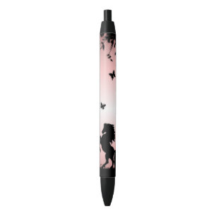 Stylo Noir Cheval noir cabré rose