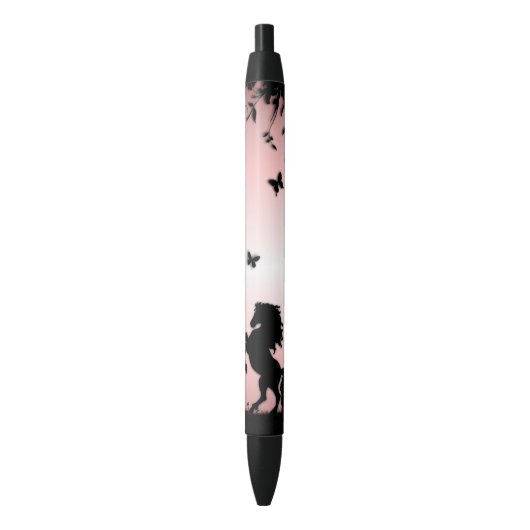 Stylo Noir Cheval noir cabré rose (devant Vertical)