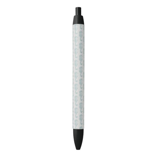 Stylo Noir Chevaux de mer tropicaux, Motif hippocampe - gris (devant Vertical)