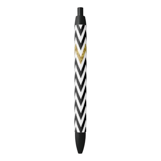 Stylo Noir Chevron fascinant et noir d'or (devant Vertical)