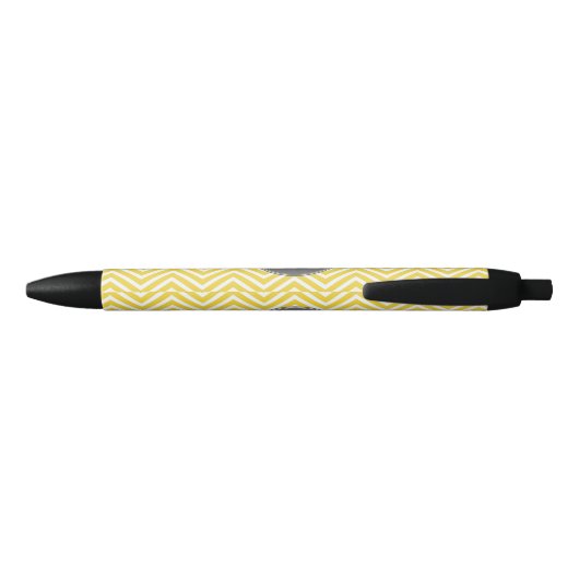 Stylo Noir Chevron jaune et gris Motif avec Monogramme (Dos)
