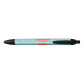 Stylo Noir Chevron turquoise et de corail avec le monogramme (Dos)