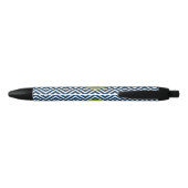Stylo Noir Chevrons bleu marine et vert citron Monogramme per (Dos)