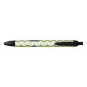 Stylo Noir Chevrons bleu marine et vert citron Monogramme per (Dos)