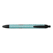 Stylo Noir Chevrons turquoises au charbon de bois Monogramme  (Dos)