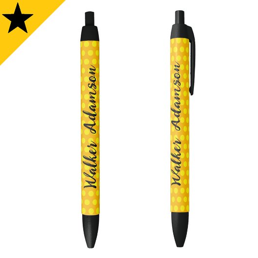 Stylo Noir Chic Gold Monogram Nom de script, Abordable luxe