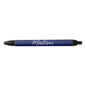 Stylo Noir Chic Navy Blue Name Custom Handwritten Script (Devant)