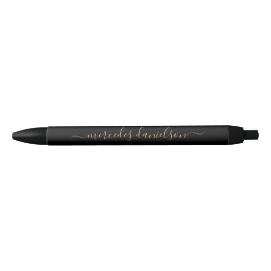 Stylo Noir Chic noir et or Script Floral Monogramme (Devant)