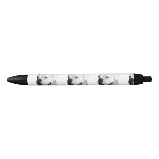 Stylo Noir Chien blanc de boxeur (Devant)