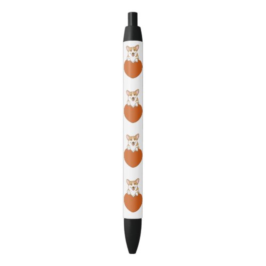 Stylo Noir Chien Chien Chien Chien Chien Coeur Cute Corgi (devant Vertical)
