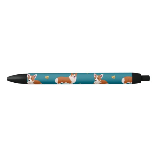 Stylo Noir Chien chiot de Corgi mignon (Devant)