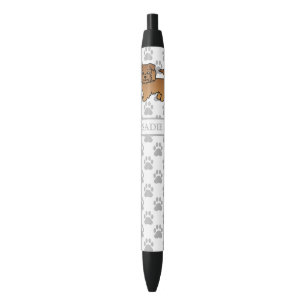 Stylo Noir Chien de bande dessinée Norfolk Terrier rouge & no