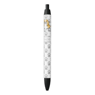 Stylo Noir Chien de dessin animé japonais chin blanc et citro