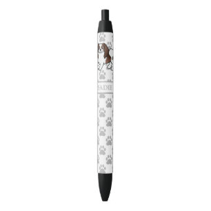 Stylo Noir Chien de dessin animé japonais Chin brun et blanc 