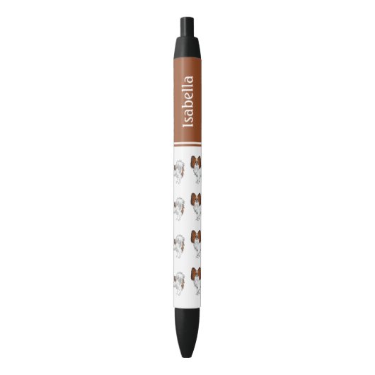 Stylo Noir Chiens De Cute Papillon Rouge Avec Nom Personnalis (devant Vertical)