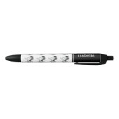 Stylo Noir Chiens mignons Phalène noir et blanc avec nom pers (Bas)