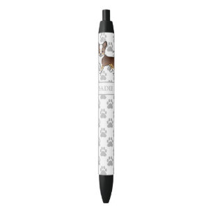 Stylo Noir Chihuahua Tricolor Lisse au Chocolat & Nom