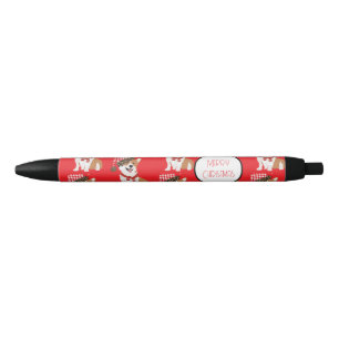Stylo Noir Chiot de vacances adorable portant un chapeau de P