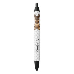 Stylo Noir Chocolat et Tan French Bulldog Chien Mignon & Nom