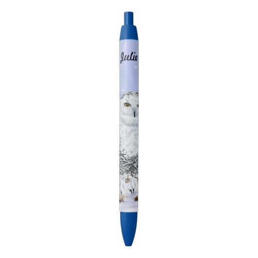 Stylo Noir Chouette des neiges (devant Vertical)