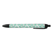 Stylo Noir Chouettes lunaires turquoises (Bas)