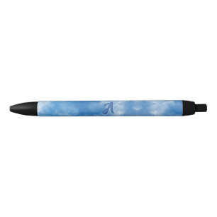 Stylo Noir Ciel Bleu Doux Nuage Aquarelle