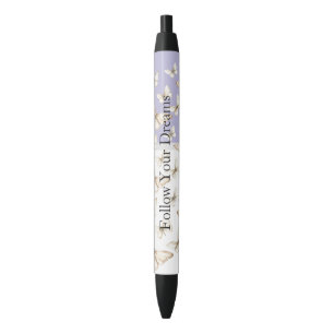 Stylo Noir Cieux lavande violets chic et papillons 