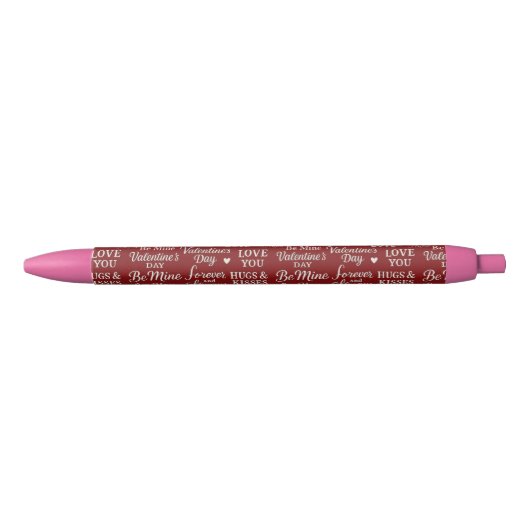 Stylo Noir Classic, Valentine's Day phrases in pattern (Devant)