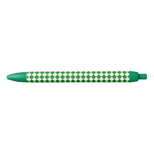 Stylo Noir Classique motif chevron vert et blanc gras