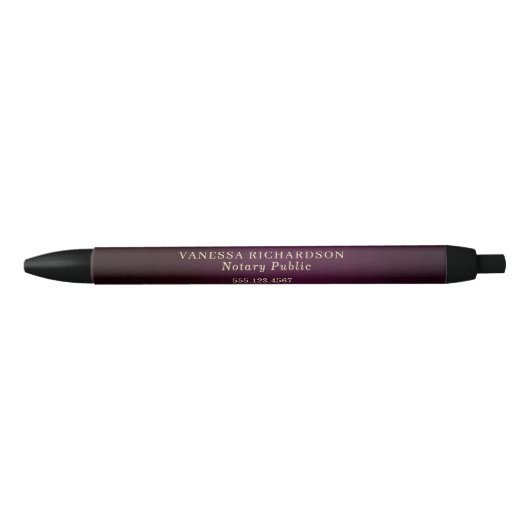 Stylo Noir Classique Violet Or Promotionnel Notaire Public  (Devant)
