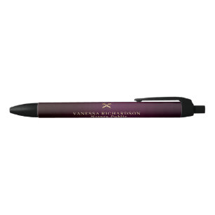 Stylo Noir Classique Violet Or Promotionnel Notaire Public 