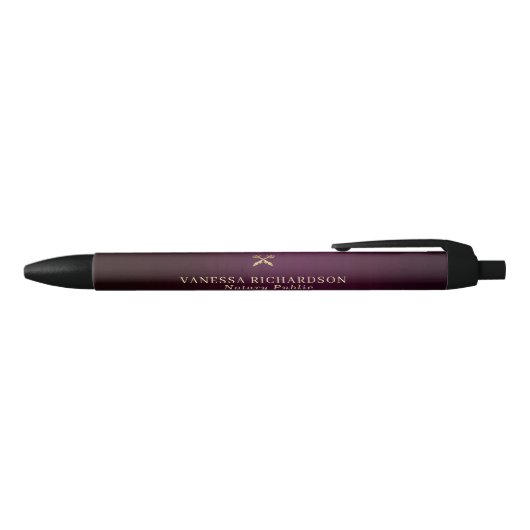 Stylo Noir Classique Violet Or Promotionnel Notaire Public (Haut)
