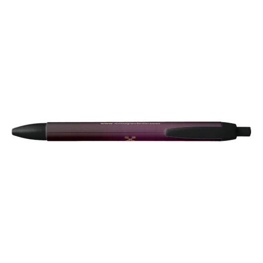 Stylo Noir Classique Violet Or Promotionnel Notaire Public  (Dos)