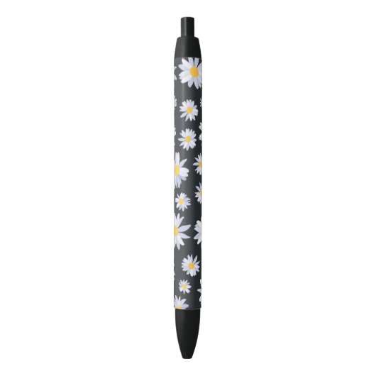 Stylo Noir Classy White Daisy Flowers Botanical (devant Vertical)