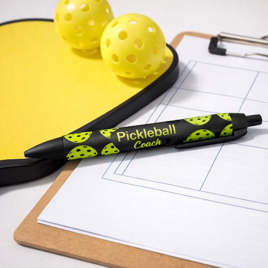 Stylo Noir Coach Pickleball Jaune