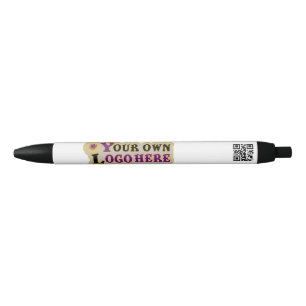 Stylo Noir Code et/ou logo QR photo personnalisé