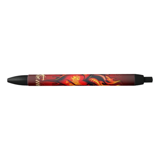 Stylo Noir Coeur flamboyant. (Devant)