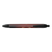 Stylo Noir Cœur Rouge avec des Ailes Dorées (Dos)