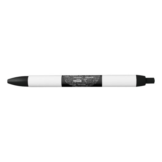 Stylo Noir Coeur végétalien d'amour (Devant)
