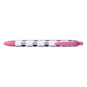 Stylo Noir Coeurs à fleurs violettes (Dos)