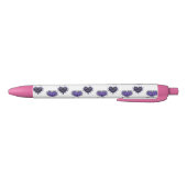Stylo Noir Coeurs à fleurs violettes (Bas)