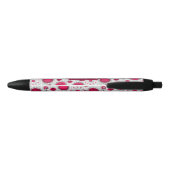 Stylo Noir Coeurs blancs blancs blancs blancs Whimsical fleur (Dos)