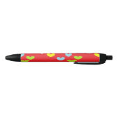 Stylo Noir Coeurs colorés en rouge (Bas)